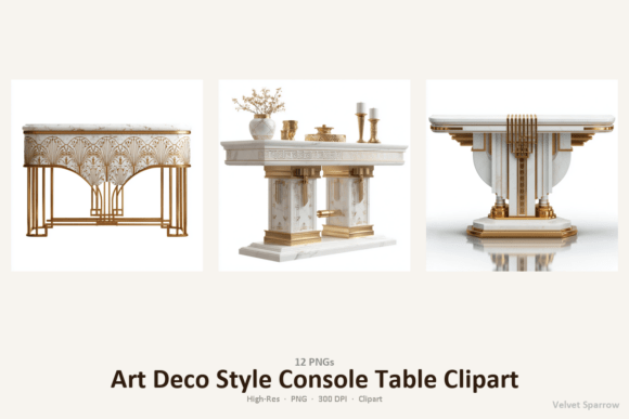 Art Deco Style Console Table Clipart: Timeless Elegance for Modern Projects