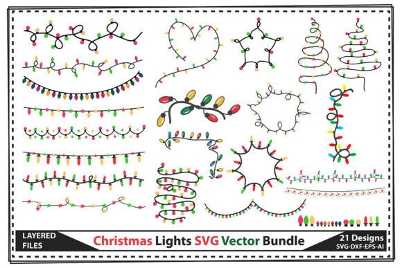 Christmas Lights SVG Vector Bundle: 21 Festive Design Elements