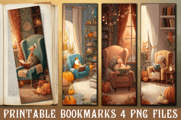 Cozy Reading Turkey Library Bookmark: A Designer's Warm Asset