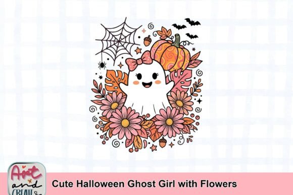 Cute Halloween Ghost Girl with Flowers: A Design Asset Guide