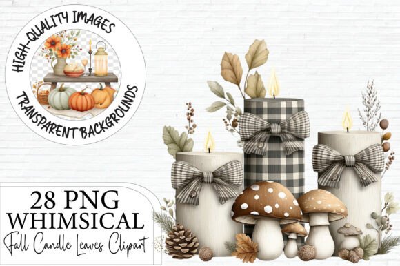 Embrace Autumn's Charm with Fall Candle Leaves PNG Assets