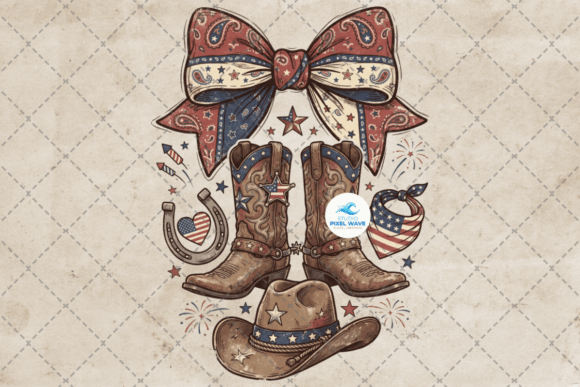 Embrace Western Charm with a Vintage Patriotic Cowgirl Western PNG