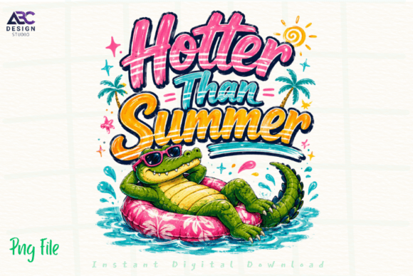 Hotter Than Summer Retro Alligator PNG: A Playful Design Asset