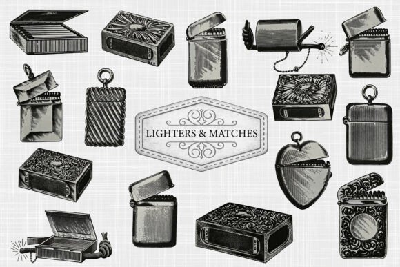 Lighters & Matches Vintage Clip Art: Ignite Your Creative Projects