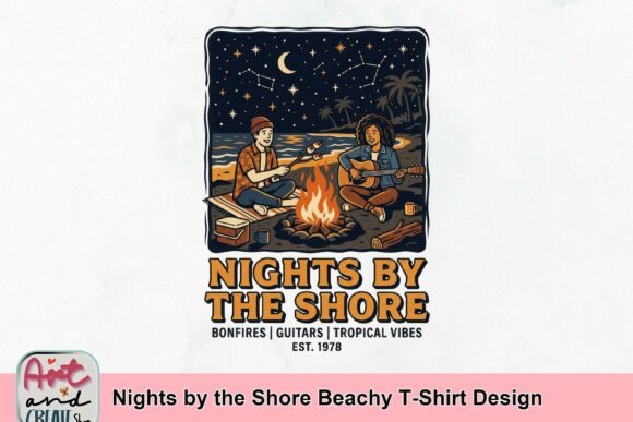 Nights by the Shore: A Beachy T-Shirt Design for Summer Brands