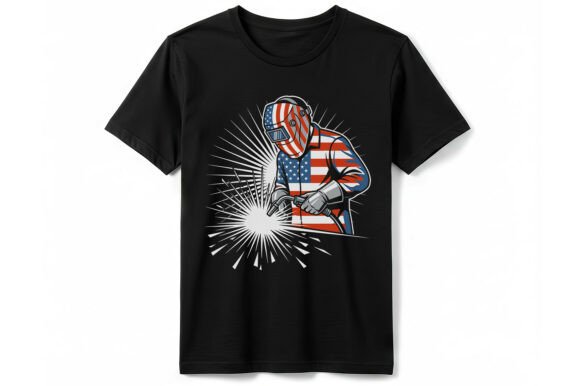 Patriotic American Welder T-shirt: A Bold Graphic for Tradesmen