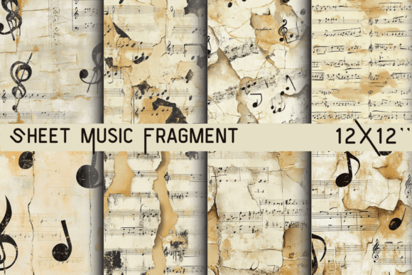 Sheet Music Fragment Wallpaper: Vintage Musical Notes for Creative Projects